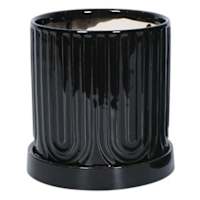 Indoor Black Embossed Rainbow Planter, Small