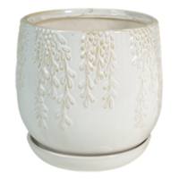 Indoor Vine Cream Embossed Planter, Medium