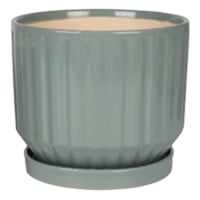 Indoor Sage Glazed Planter with Saucer, Small