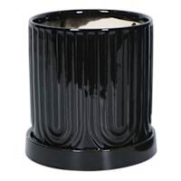 Indoor Black Embossed Rainbow Planter, Medium