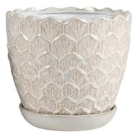 Indoor Cream Petal Glazed Planter, Small