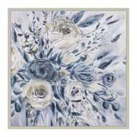 Indigo Floral Framed Canvas Wall Art, 24"