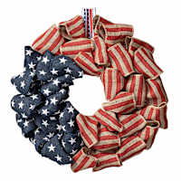 Patriotic USA Flag Burlap Wreath, 18"