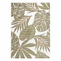 (E513) Found & Fable Santorini Cala Green Leaves Outdoor Area Rug, 9x12