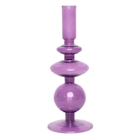 Purple Bubble Glass Taper Candle Holder, 9"