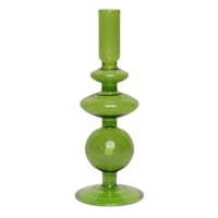 Green Bubble Glass Taper Candle Holder, 9"