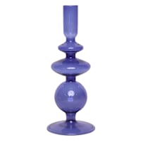 Blue Bubble Glass Taper Candle Holder, 9"