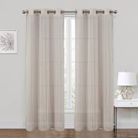 Hemstitch Linen Sheer Grommet Single Curtain Panel, 84"