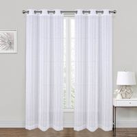 White Hemstitch Sheer Grommet Single Curtain Panel, 84"