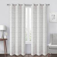 Linen Textured Chenille Light Filtering Grommet Single Curtain Panel, 84"