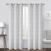 Grey Textured Chenille Light Filtering Grommet Single Curtain Panel, 84"