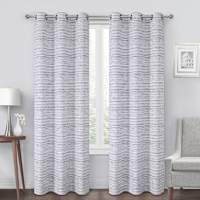 Navy Blue Textured Chenille Light Filtering Grommet Single Curtain Panel, 84"
