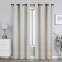Ivory Linen Blend Blackout Grommet Single Curtain Panel, 95"