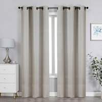 Beige Linen Blend Blackout Grommet Single Curtain Panel, 84"
