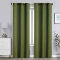 Green Linen Blend Blackout Grommet Single Curtain Panel, 84"