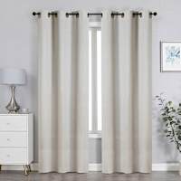 Ivory Linen Blend Blackout Grommet Single Curtain Panel, 84"
