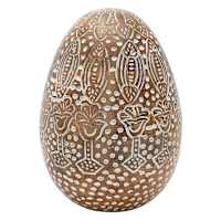 Honeybloom Carved Wooden Egg, 9"