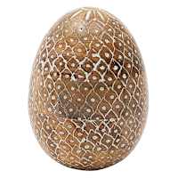 Honeybloom Carved Wooden Egg, 6"