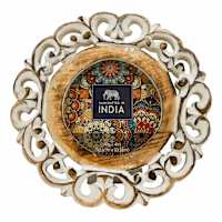 Carved Wood Round Tabletop Frame, 4"