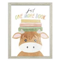 Just One More Book Cow Framed Print Under Glass Wall Art, 15x11