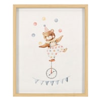 Glass Framed Circus Bear Wall Art, 17x21