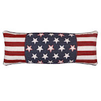 Homespun Patriotic Stars & Stripes Embroidered Throw Pillow, 14x36