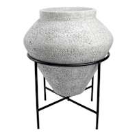 Grey Planter with Metal Stand, Medium