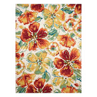 (A138) Ivory & Red Floral Area Rug, 9x12