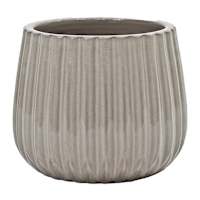 Natural Ribbed Clay Round Outdoor Planter, Large