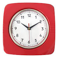 Retro Red Square Wall Clock, 10"