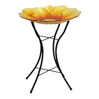 Sunflower Glass Birdbath, 18x23