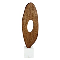 White Marble & Wood Oversized Décor, 24"