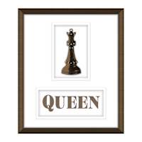 Framed Chess Queen Print Under Glass Jeweled Wall Art, 13x11