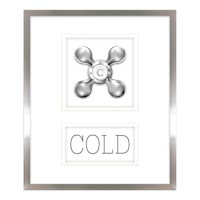 Framed Cold Faucet Print Uder Glass Jeweled Wall Art, 13x11