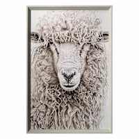 Glass Framed White Highland Sheep Paper Wall Art, 25x37