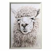 Glass Framed Highland Llama Paper Print Wall Art, 25x37