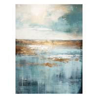 Teal and Gold Abstract Canvas Wall Art, 30x40