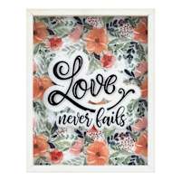 Glass Framed Love Never Fails Framed Print Wall Art, 11x14