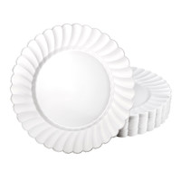 10-Pack Scalloped Edge Plastic Salad Plates, 8"