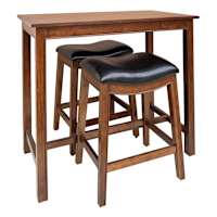 3-Piece Margot Wooden Pub Set, Walnut Finish