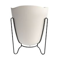 White Tryas Cachepot with Metal Legs