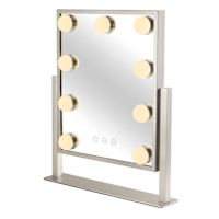 Nickel LED Standing Table Mirror, 9"