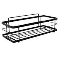 Keller Black Rectangle Shower Shelf with Adhesive Sticker Hooks