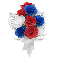 Patriotic Rose & Baby's Breath Memorial Mixed Floral Vase, 24"