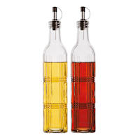 Set of 2 Panel Embossed Oil & Vinegar Bottle Set