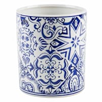 Blue & White Utensil Crock, 5.5"