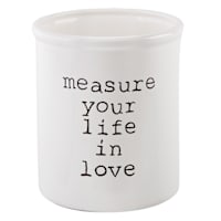 White Measure Your Life in Love Utensil Canister, 6"