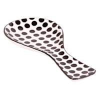 White & Black Polka Dots Spoon Rest, 10.75"