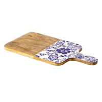 Blue Floral Print Square Bottom Cut Board, 18"