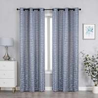 2-Pack Granville Navy Blue Magnetic Closure Blackout Curtain Panel Set, 84"